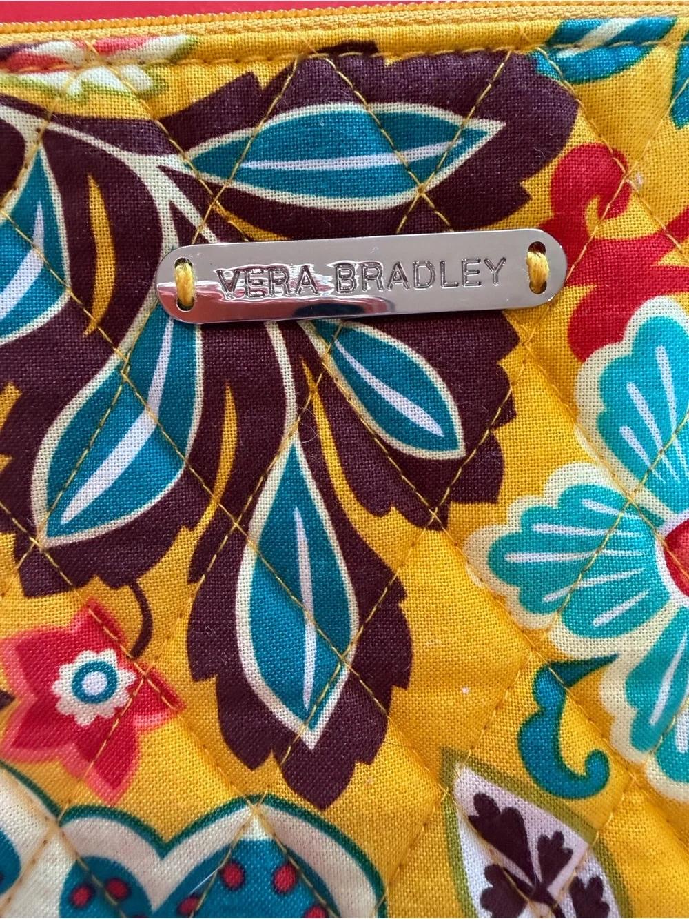 Vera Bradley Yellow Floral Zip Wristlet Pouch& accessories